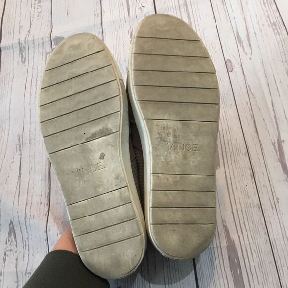 VINCE Gray Perforated Leather Slip On Sneakers - Picture 7 of 8